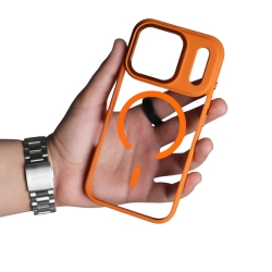 כיסוי שקוף מגנטי כתום קוסמי לאייפון 17 פרו מקס