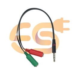 כבל מתאם מפצל אוזניות למיקרופון 3.5 מ"מ לשקע שמע 3.5 מ"מ, אדום ירוק